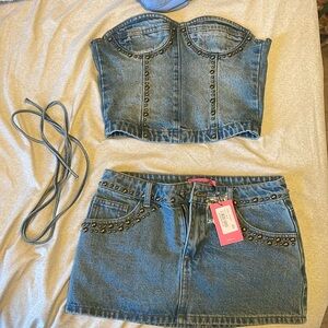 Edikted corset top and mini skirt set- bottoms still with tag and top worn once